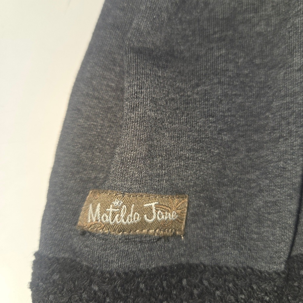 Matilda Jane Womens XL Charcoal Gray Tiered Ruffle Zip Up Hoodie Floral Trim - Picture 8 of 8
